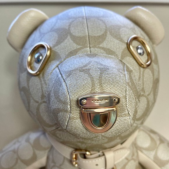 NWT Coach Collectible Large Teddy Bear In Signature Canvas - Picture 4 of 14